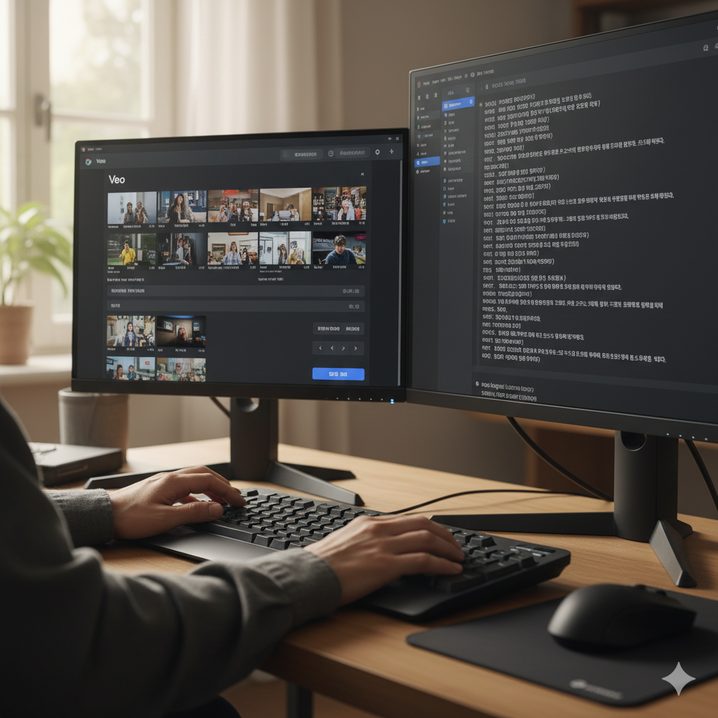 Veo 모델을 활용해 AI 캐릭터가 자연스러운 한국어 대사를 말하는 장면을 시각적으로 표현한 이미지