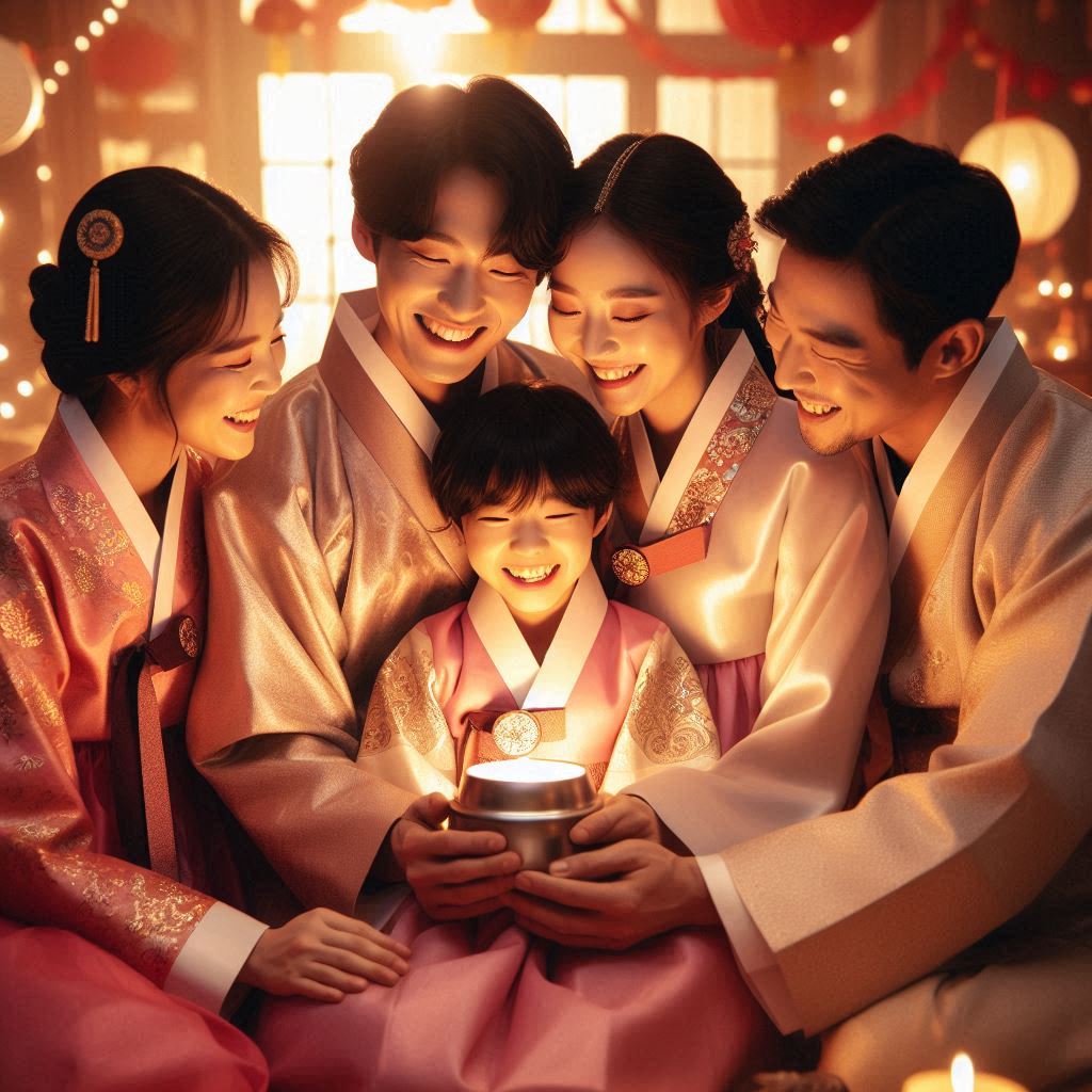 이 사진은 설 연휴를 맞이해서 가족들이 행복한 모습의 AI 로 만든 사진입니다.