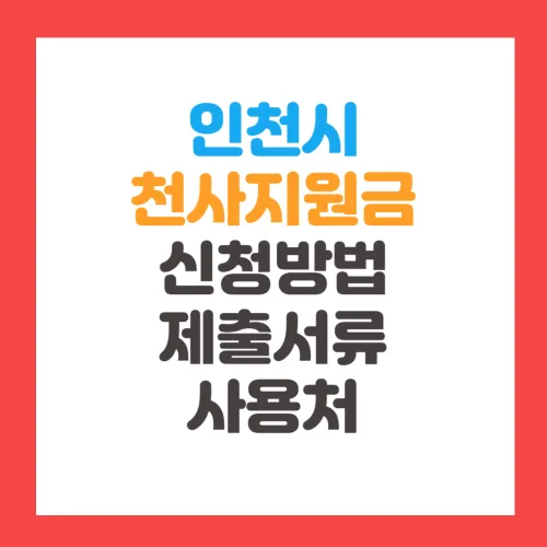 인천시 천사지원금 신청방법 및 제출서류, 신청기간, 지원금액, 사용처 알아보기