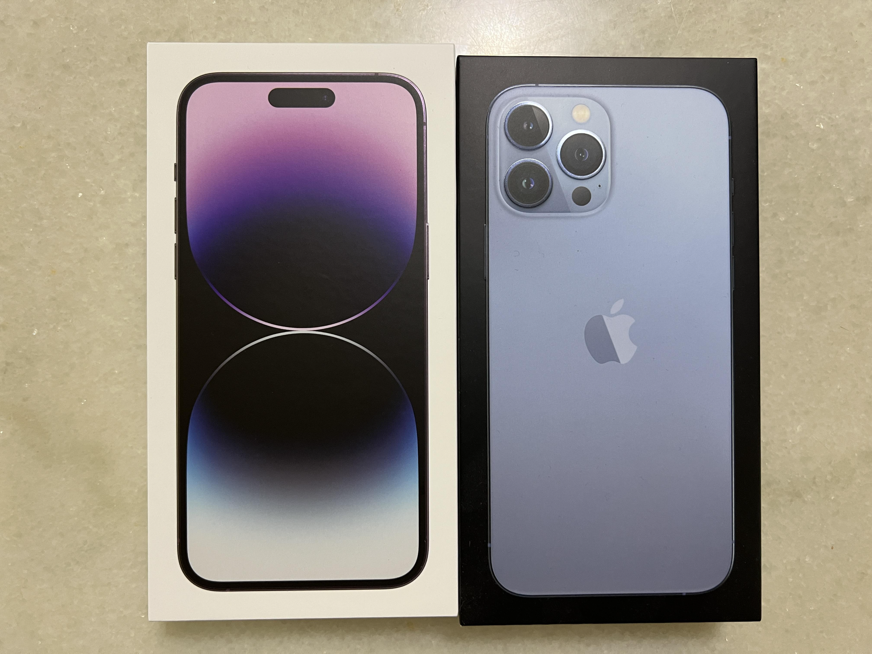 아이폰 13프로맥스 시에라블루와 아이폰 14 프로맥스 딥퍼플