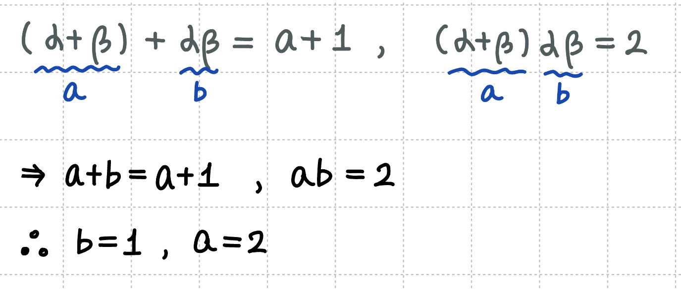 근과 계수 관계를 이용하여 미지수를 구하는 과정