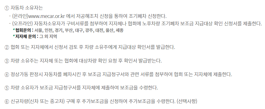 노후 경유차 폐차지원금 신청방법
