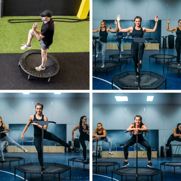 각양각색의 틀램폴린 운동