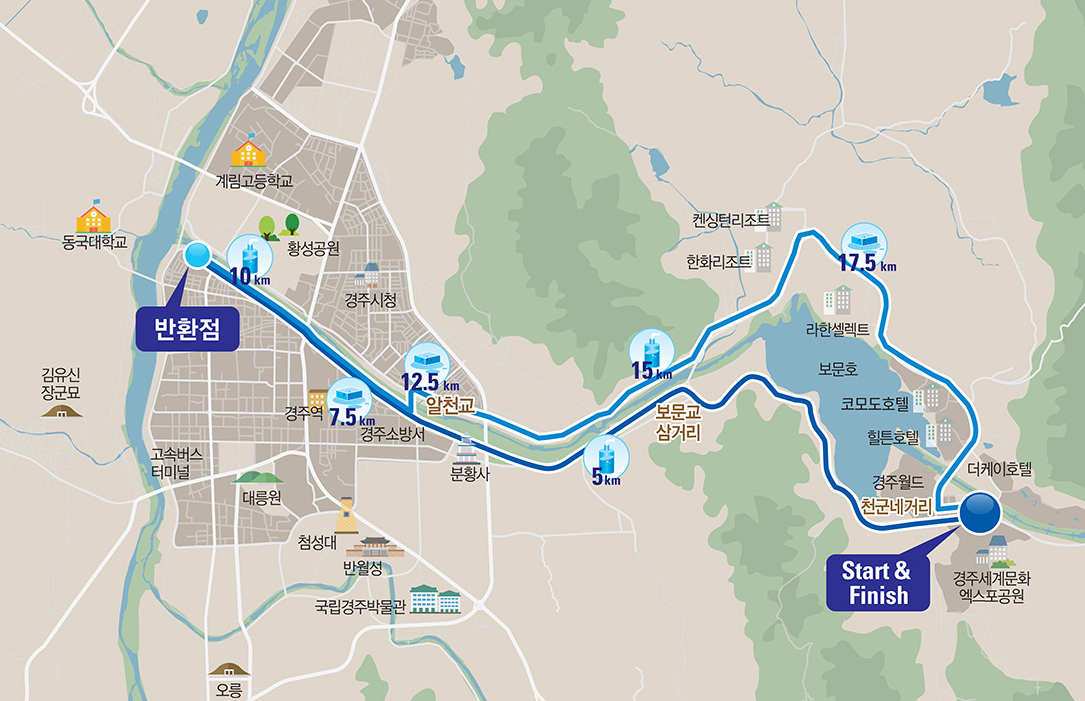 경주벚꽃마라톤대회 마라톤코스 종류 하프코스