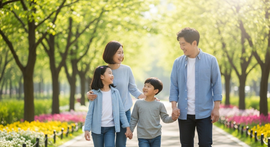 건강한 습관을 지키는 가족