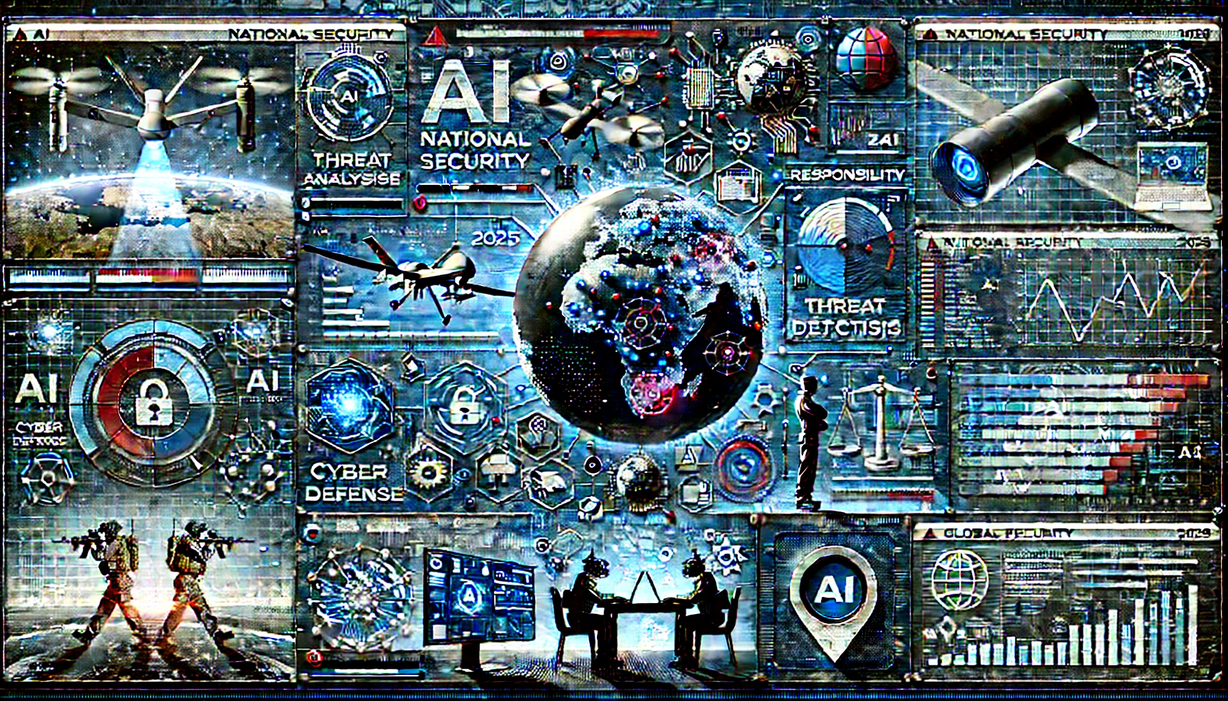 AI 기술이 국가 안보 분야에 적용되는 모습