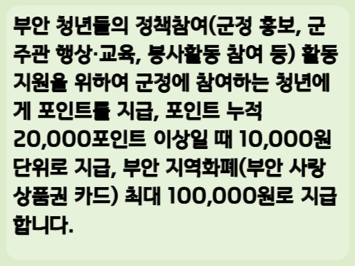 부안 청년활동UP포인트 지원