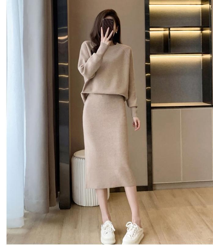 여성 니트 스커트 투피스 세트