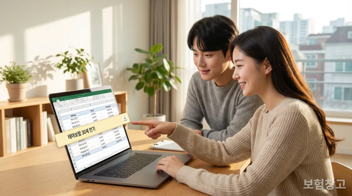 30세 만기 태아보험의 저렴한 보험료를 보여주는 가계 예산표