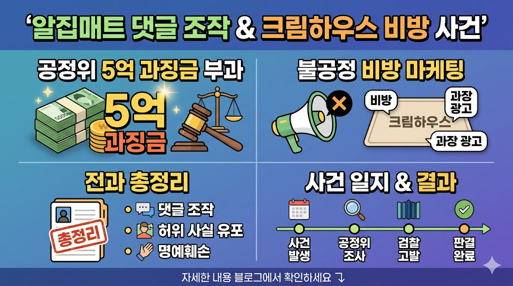 알집매트 댓글 조작 크림하우스 비방 사건: 공정위 5억 과징금 및 전과 총정리