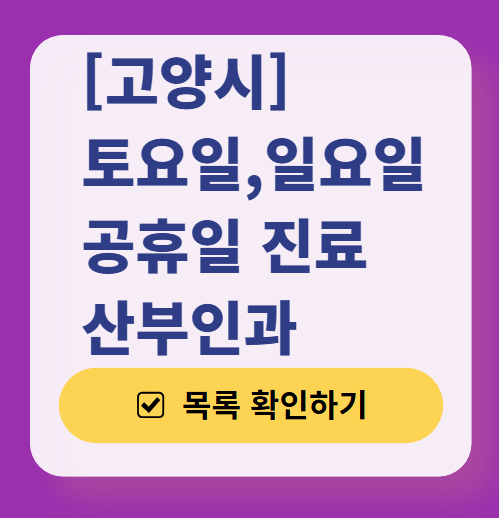 고양시 일요일 진료 산부인과 목록 ❘ 토요일 주말 공휴일 야간 문 여는 병원 리스트