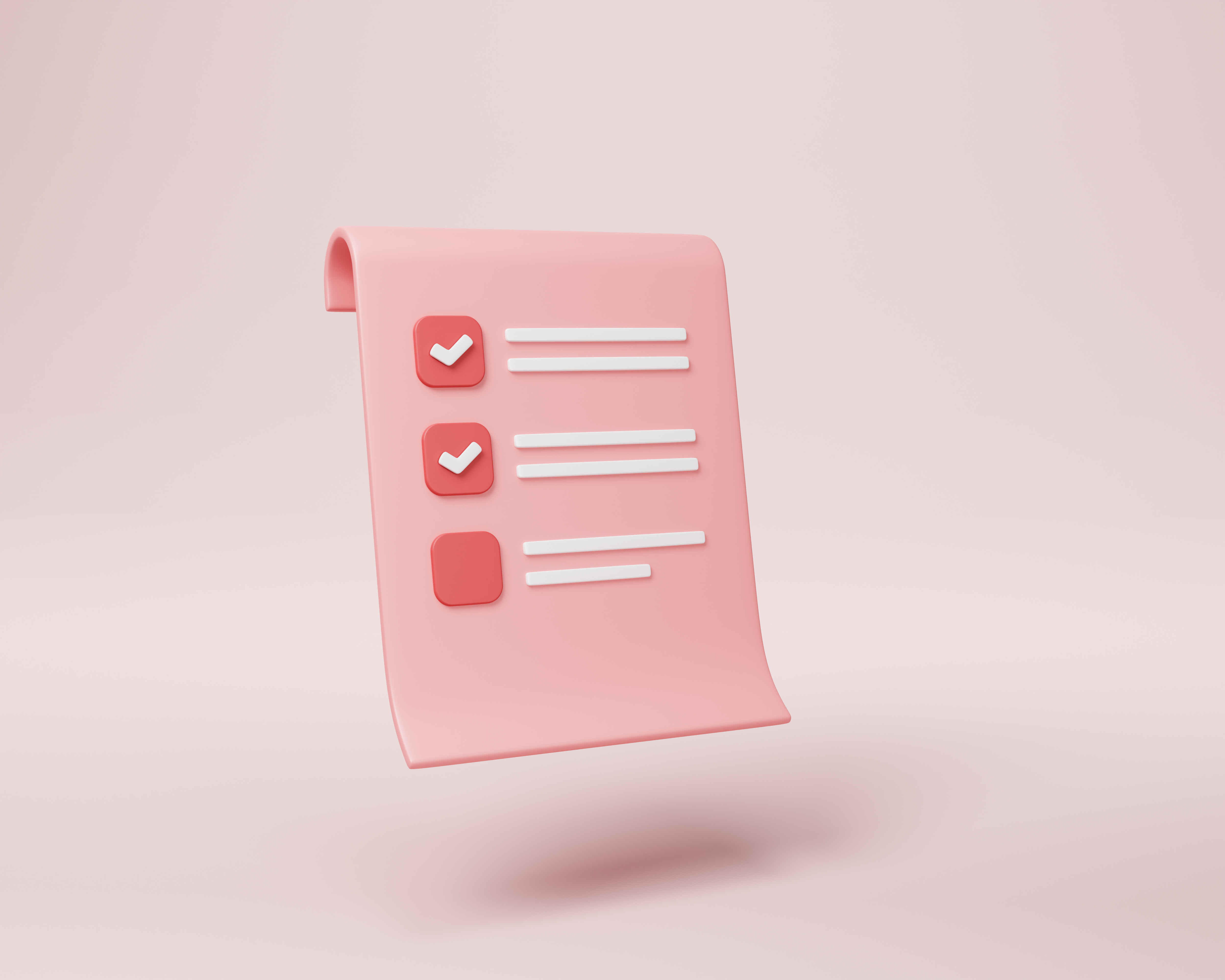 체크리스트와 문서를 상징하는 3D 일러스트, 연말정산 준비 항목 체크 이미지