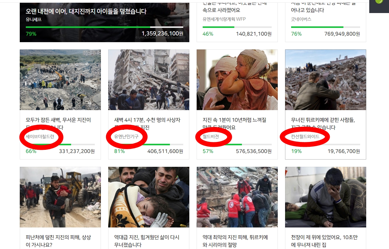 튀르키예 시리아 지진 모금 해피빈