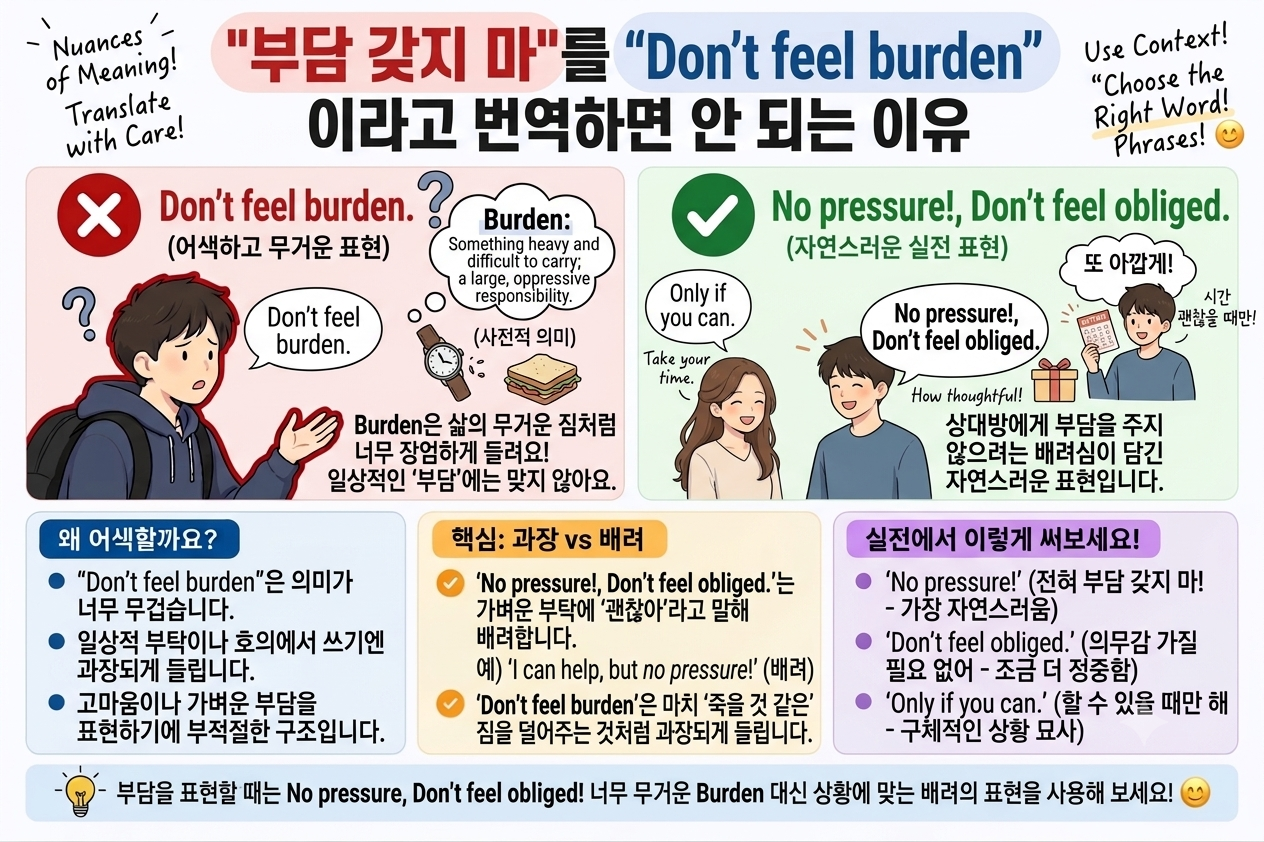부담 갖지 마 영어로