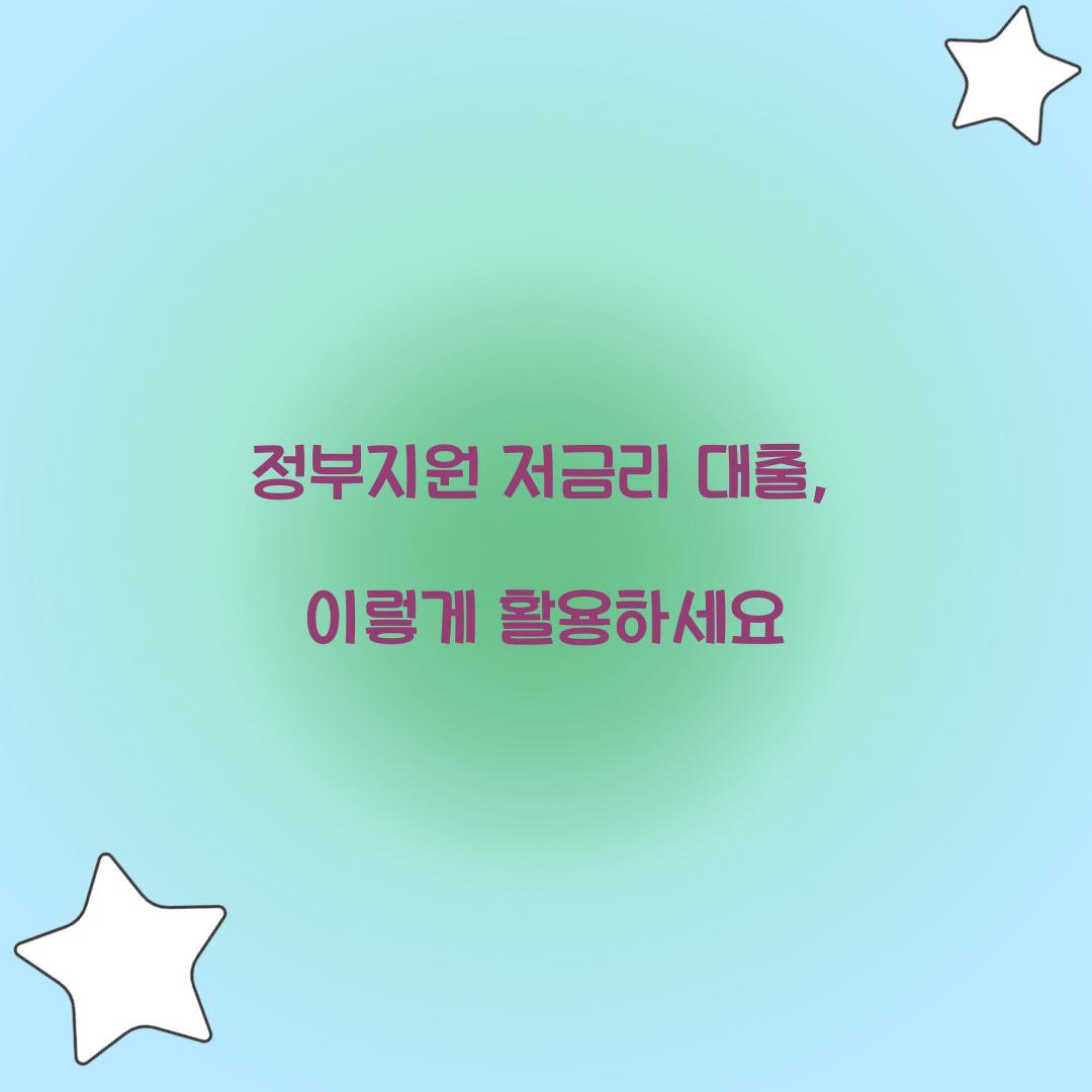 정부지원 저금리 대출
