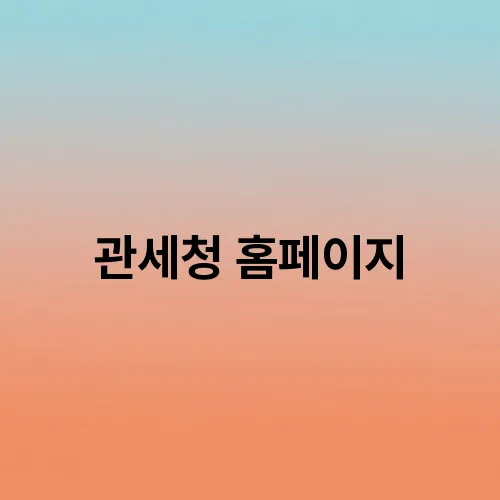 관세청 홈페이지
