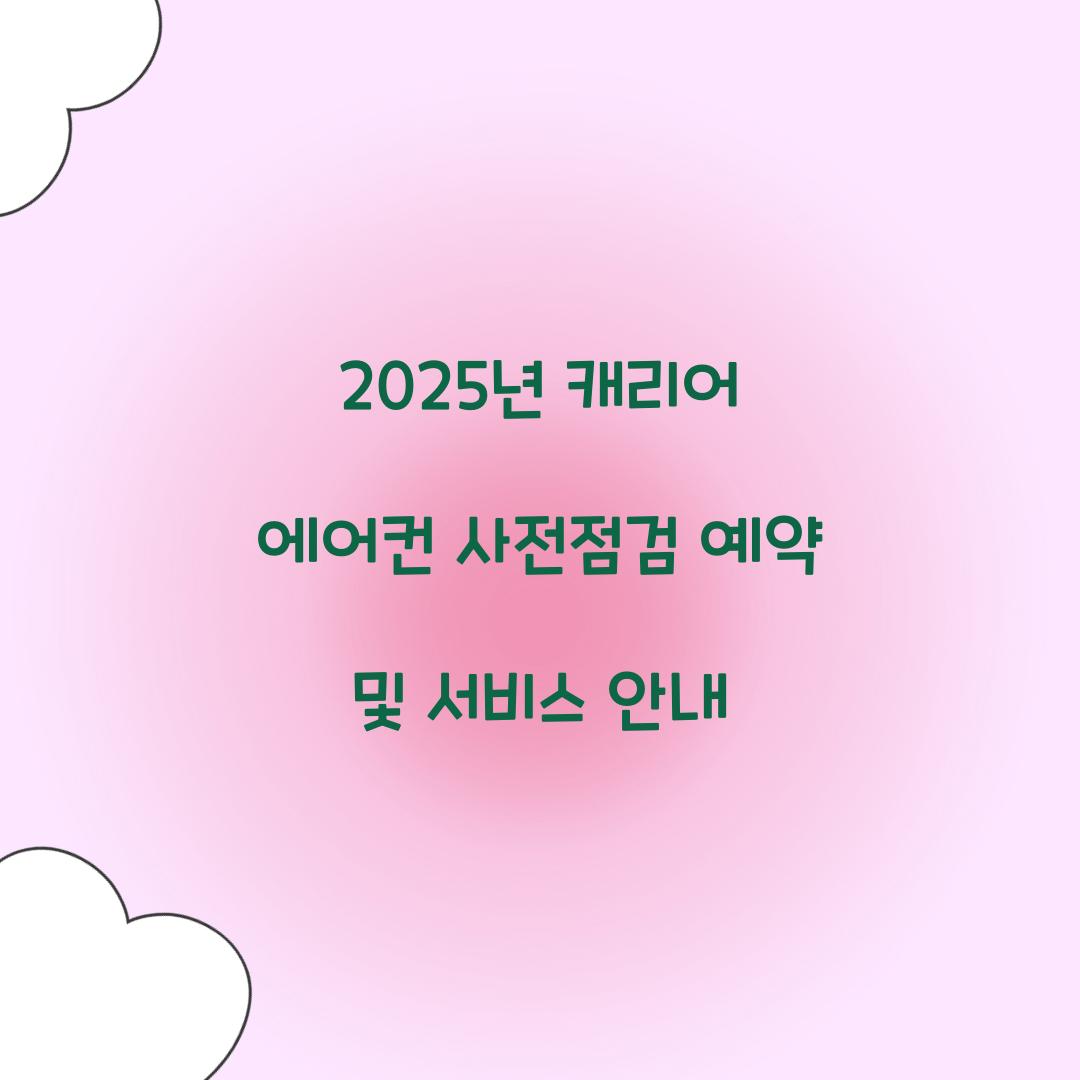 2025년 캐리어 에어컨 사전점검