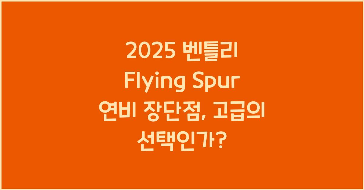 2025 벤틀리 Flying Spur 연비 장단점