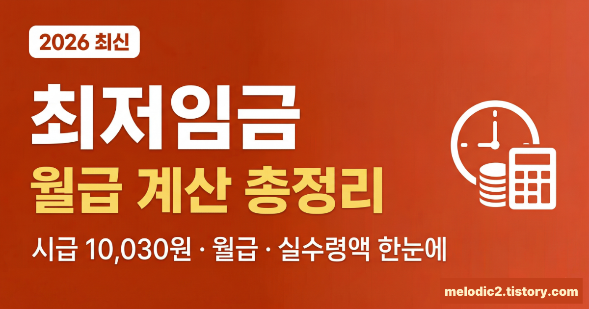 2026 최저임금 시급 월급 실수령액 계산 총정리