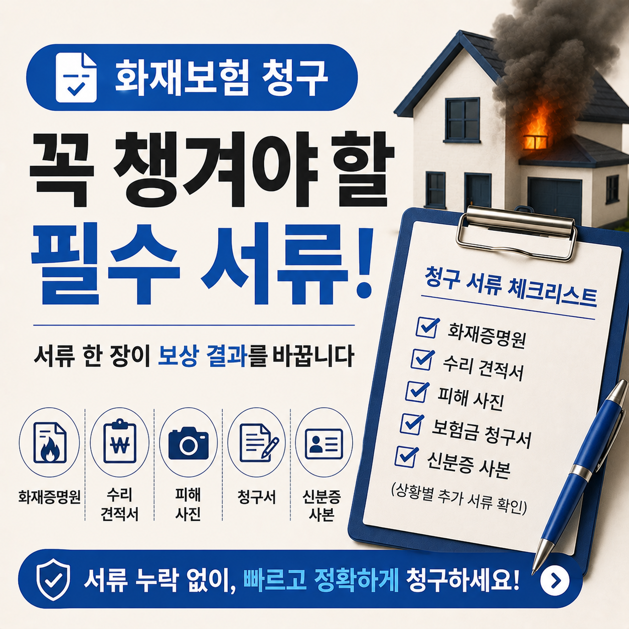 화재보험 청구 서류 체크리스트 이미지