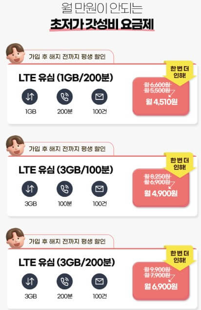 알뜰폰 요금제 비교