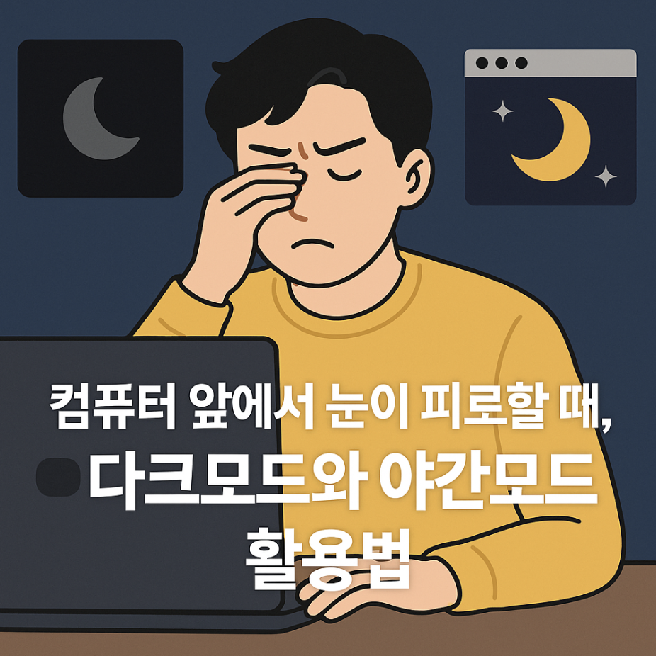 컴퓨터 앞에서 눈이 피로할 때, 다크모드와 야간모드 활용법