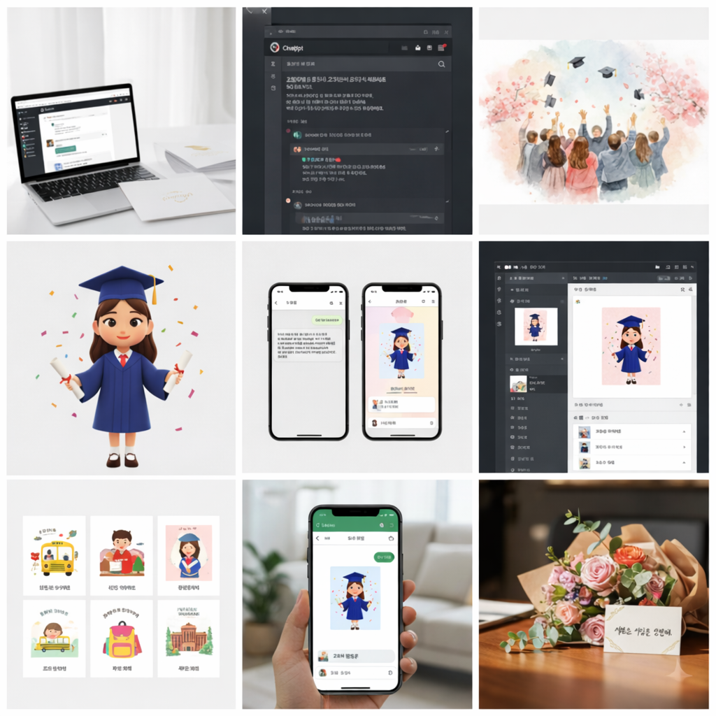 "아직도 뻔한 축하 인사?" 챗GPT로 10초 만에 감동적인 졸업&middot;입학 메시지 &amp; 카드 만드는 법