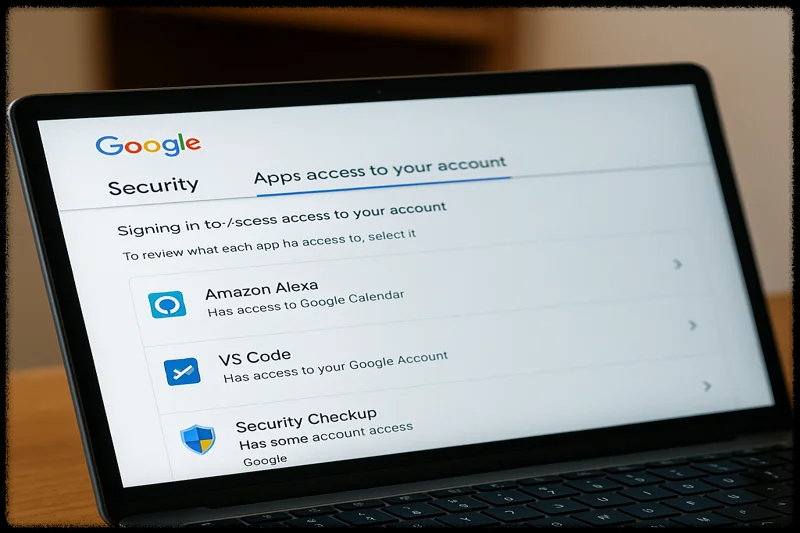 구글 계정 연결 앱 관리 화면 예시