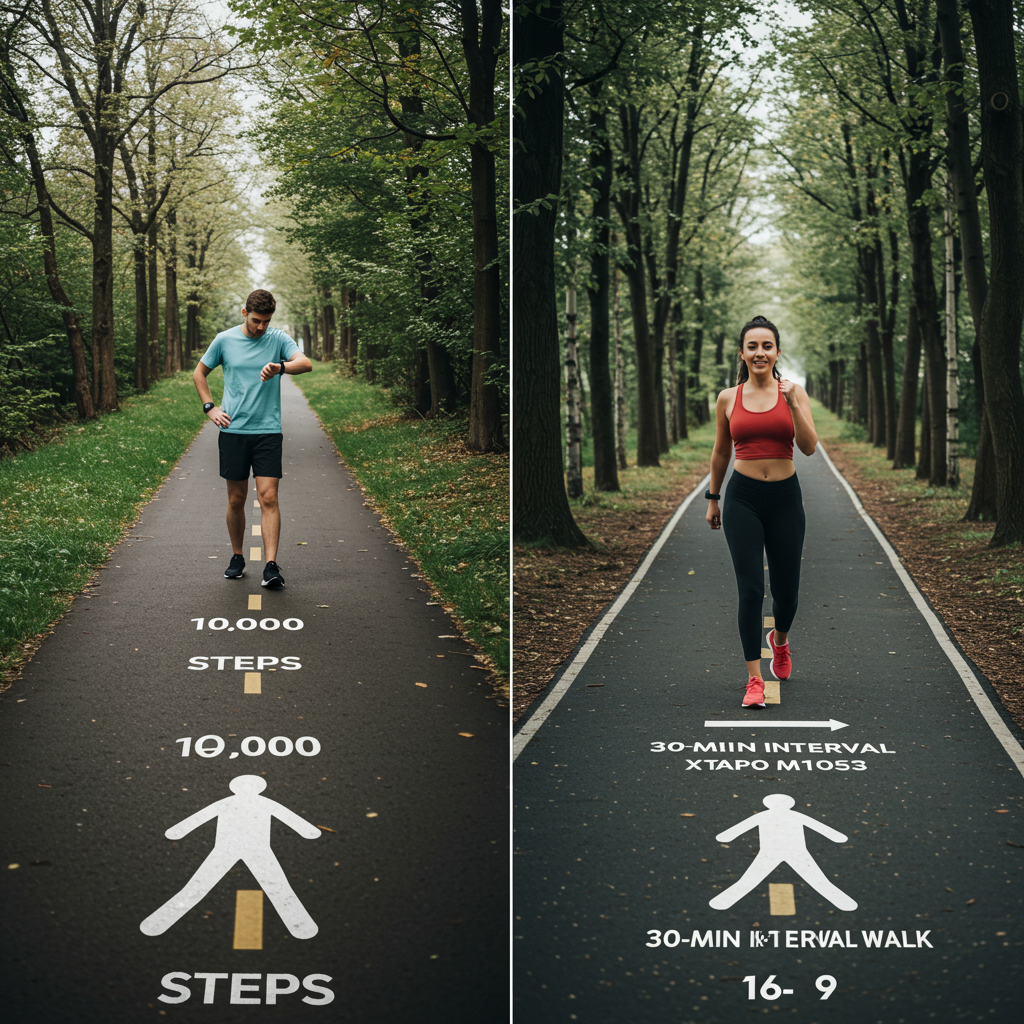 1만보 걷기와 일본식 걷기의 효율성 비교