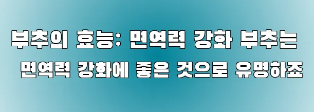 부추의 효능: 면역력 강화 부추는 면역력 강화에 좋은 것으로 유명하죠