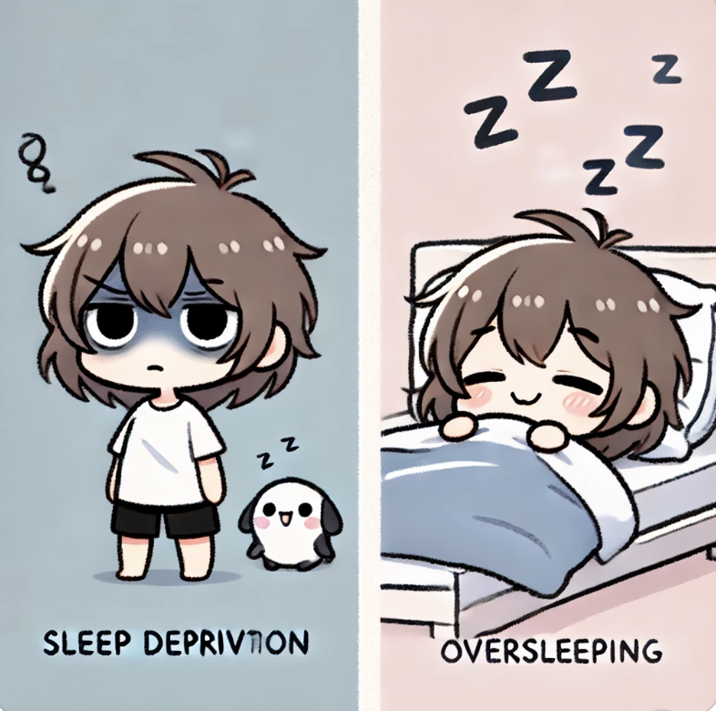 수면부족과 과다수면 일러스트