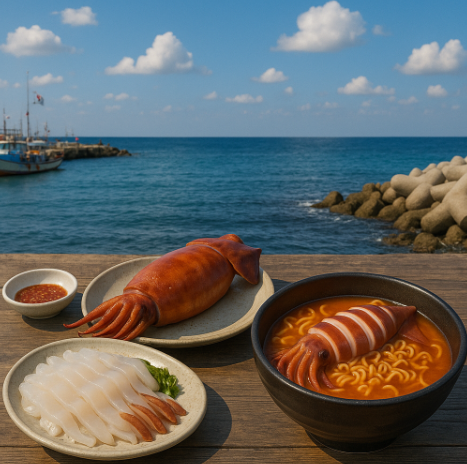 속초 오징어 여행 오징어난전 음식들