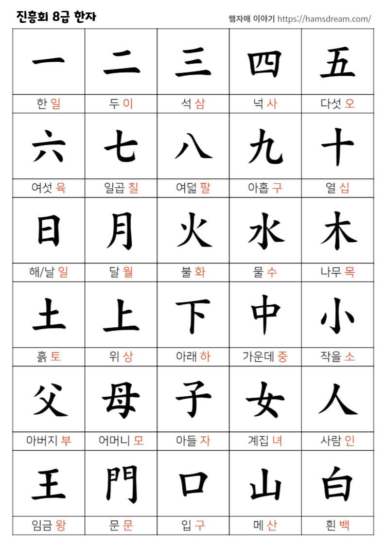8급 대상 한자