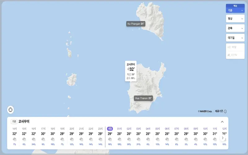 팽봉팽봉 촬영지, 코사무이 날씨