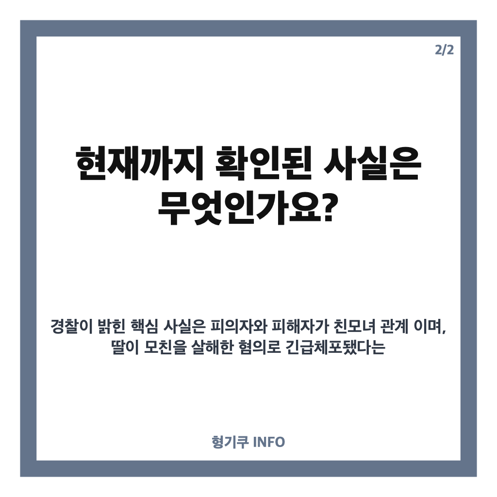 서울 강서구 모친 살해 사건, 딸의 신고부터 긴급체포까지&hellip;현재 확인된 사실 카드뉴스 3