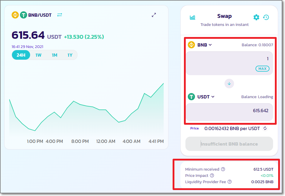 팬케이크스왑-수수료확인