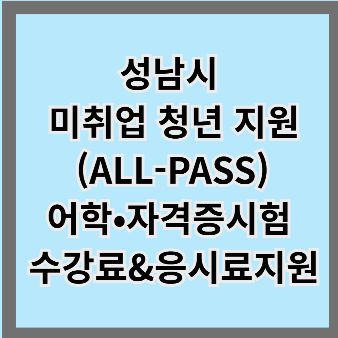 성남시 미취업 청년 지원(ALL PASS)