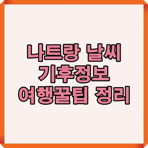 나트랑 여행을 준비하는 사람들을 위해 계절별 날씨, 기후 특징, 여행 꿀팁 등을 한눈에 정리한 인포그래픽 안내 이미지