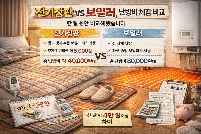 전기장판vs보일러 난방비 비교
