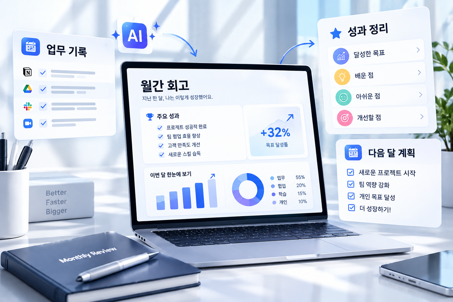 AI로 월간 업무 회고와 성과 정리를 자동화하는 방법 ❘ 업무 기록부터 다음 달 계획까지