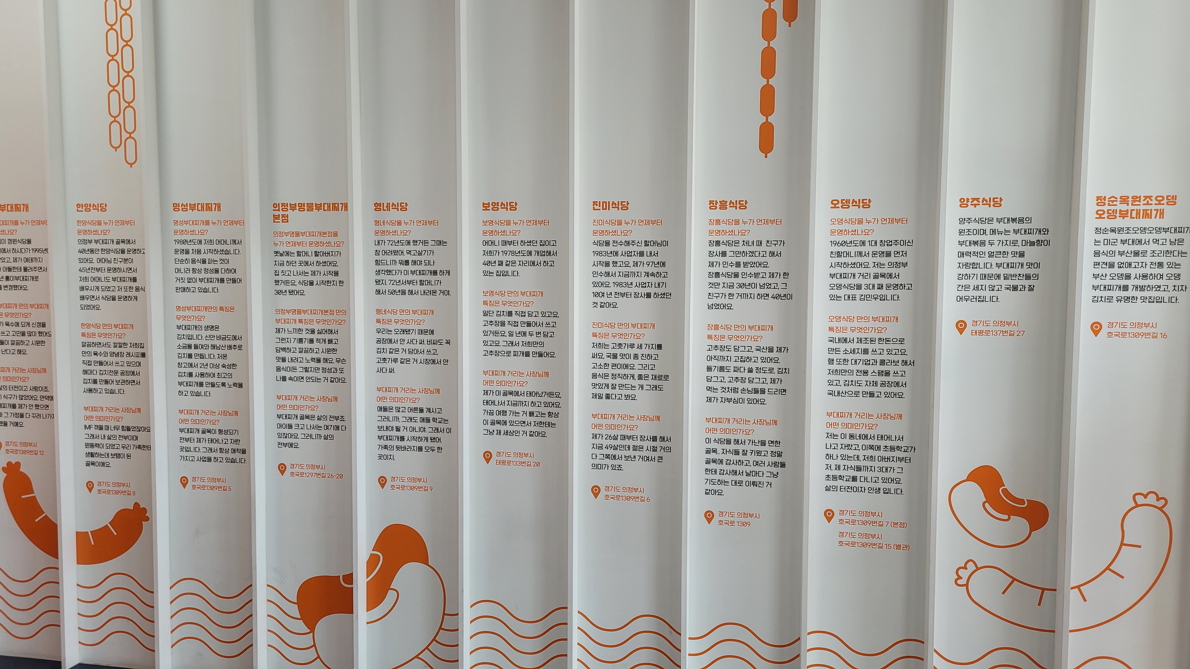 의정부 부대찌개 거리의 부대찌개 집 안내