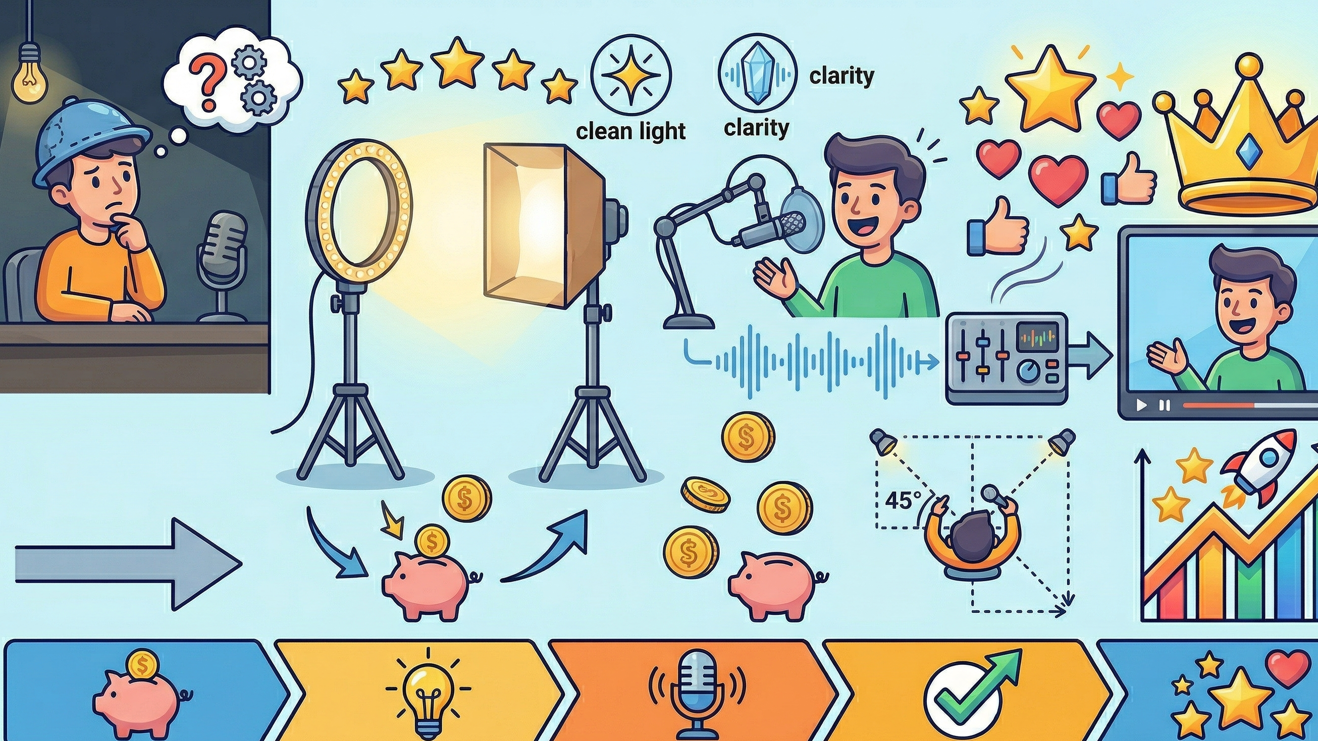 저렴하지만 고효율을 내는 조명 및 마이크 세팅 가이드 관련 이미지