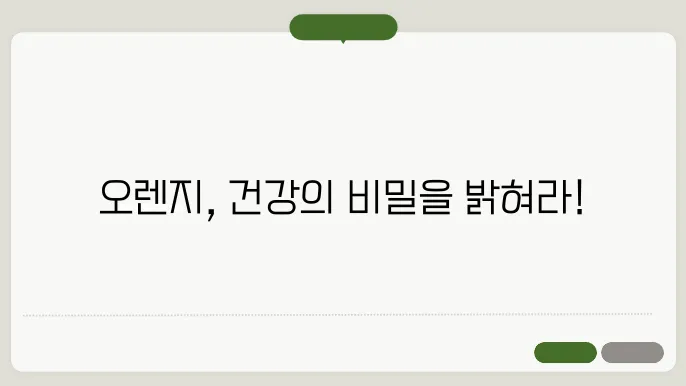 오렌지의 뛰어난 효능 효과 : 스스로를 위한 선택