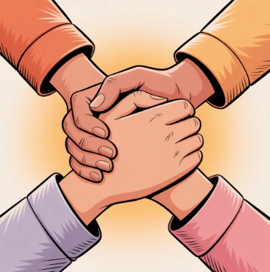 NGO 와 사회적 기업 차이를 이해 마무리 - 사람들이 손을 잡고 있는 일러스트