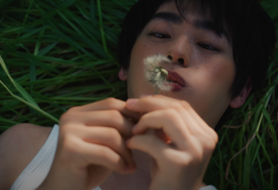 민들레씨를 부는 모습