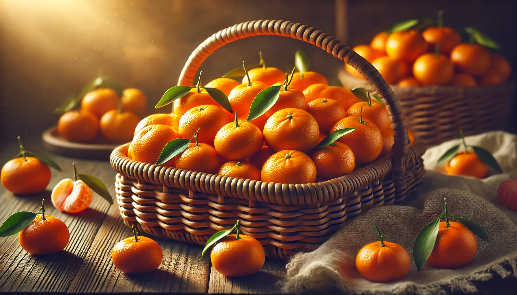 비타민 C 풍부한 귤이 가득한 바구니