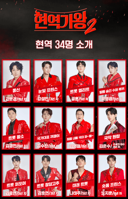 현역가왕2 출연자 심사위원 참가자 방송날짜 다시보기