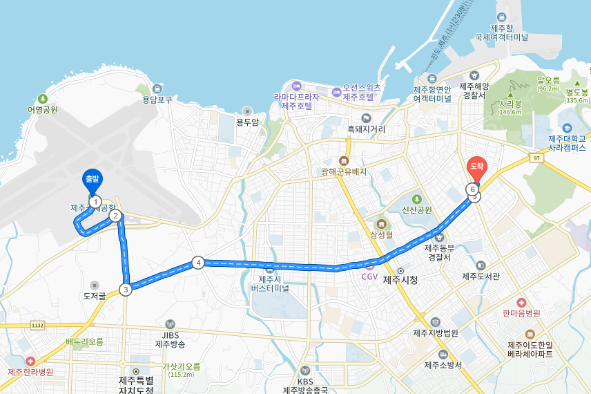 제주공항에서 은희네해장국 본점 까지 가는 방법