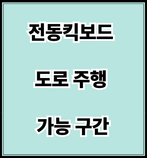 전동킥보드 도로주행 가능구간