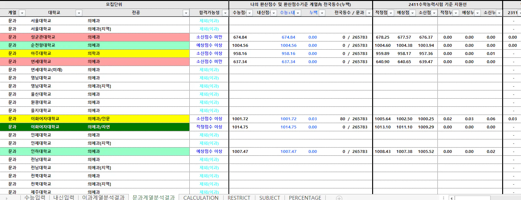 고속성장분석기 실제 엑셀파일 사진